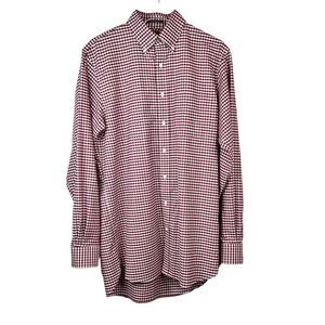 Land's End Supima Cotton Gingham Shirt in Red and White Men's 15-1/2 - 36 Tall